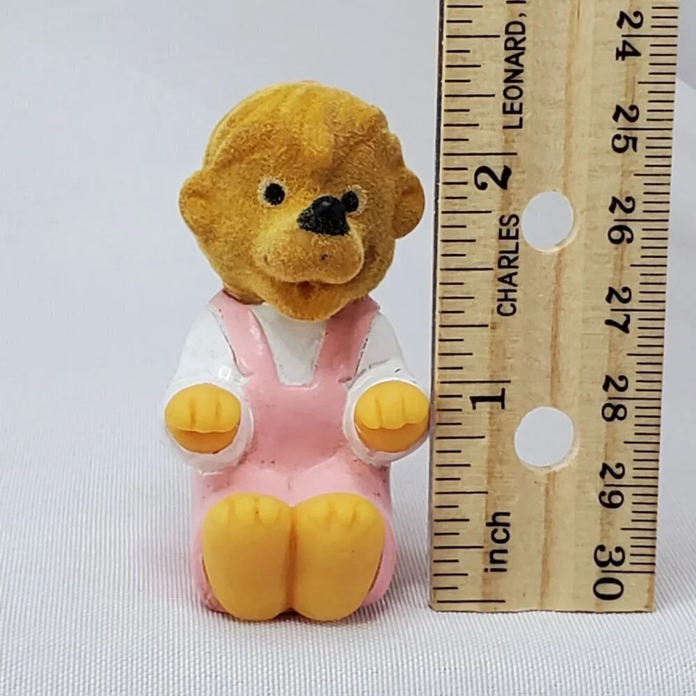 Vintage Berenstain Bears 1989 Sissy Bear Pink Overalls 2.5” Plastic Figure Fuzzy